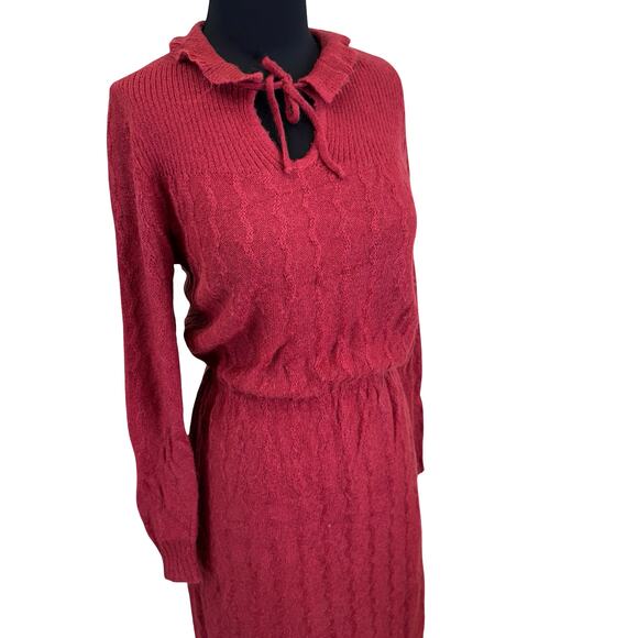 Vintage 1970s Burgundy Knit Midi Dress by C&A – Size 6/42 - Picture 7 of 14